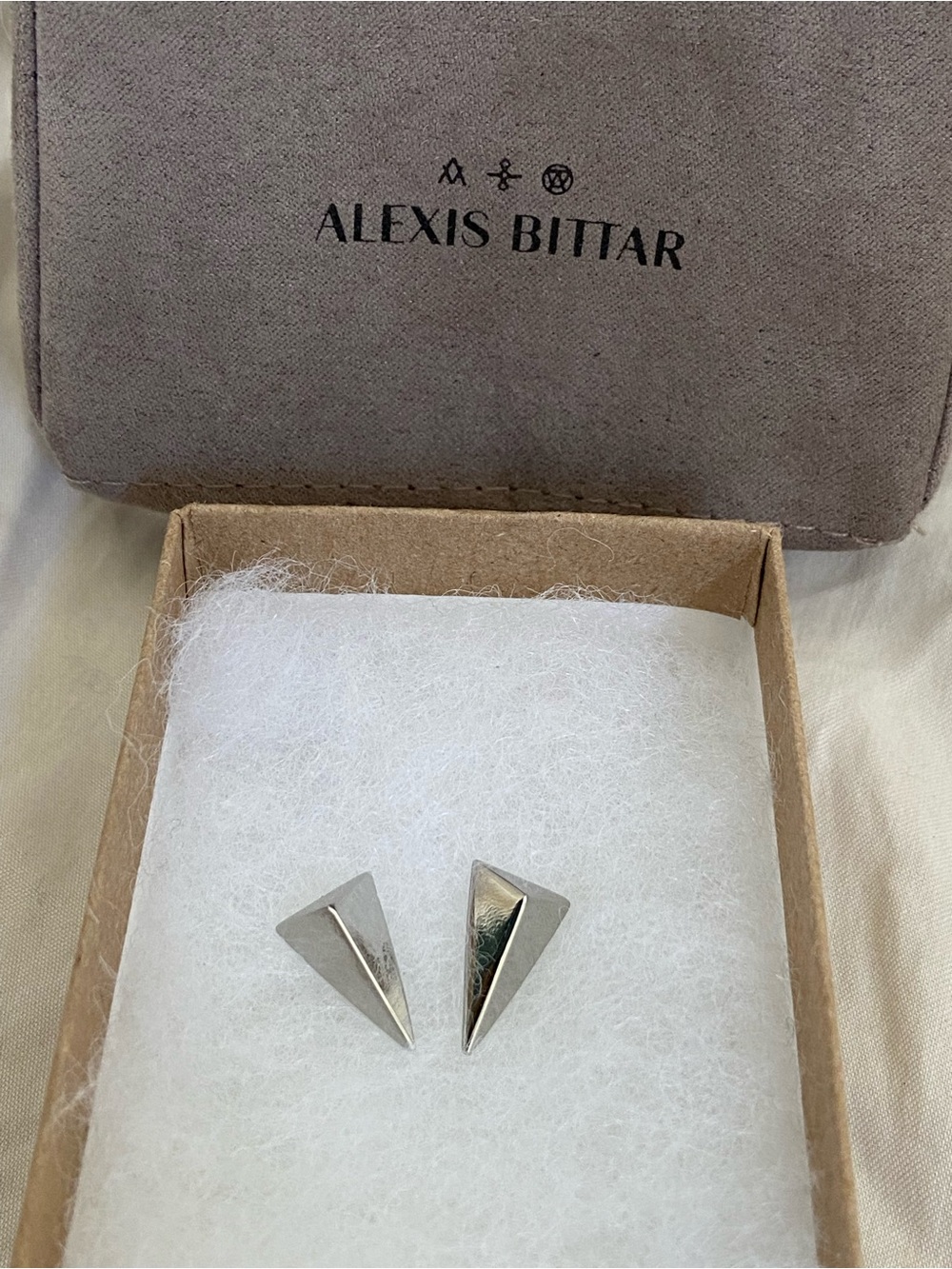 Alexis Bittar Silver Geometric Triangle Stud Earrings